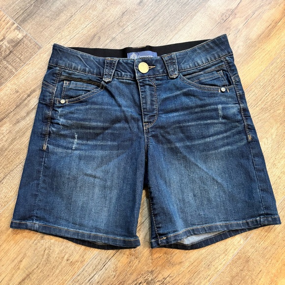 Democracy Pants - Democracy Ab Solution Denim Shorts High Waist Stretch Distressed Womens Size 4